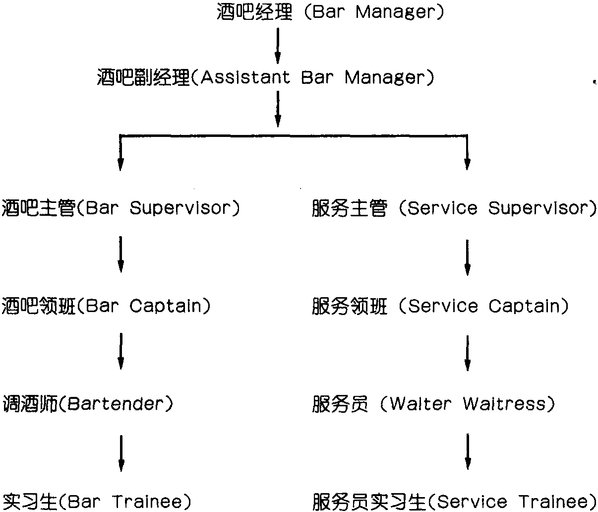 一、酒吧人员构成图